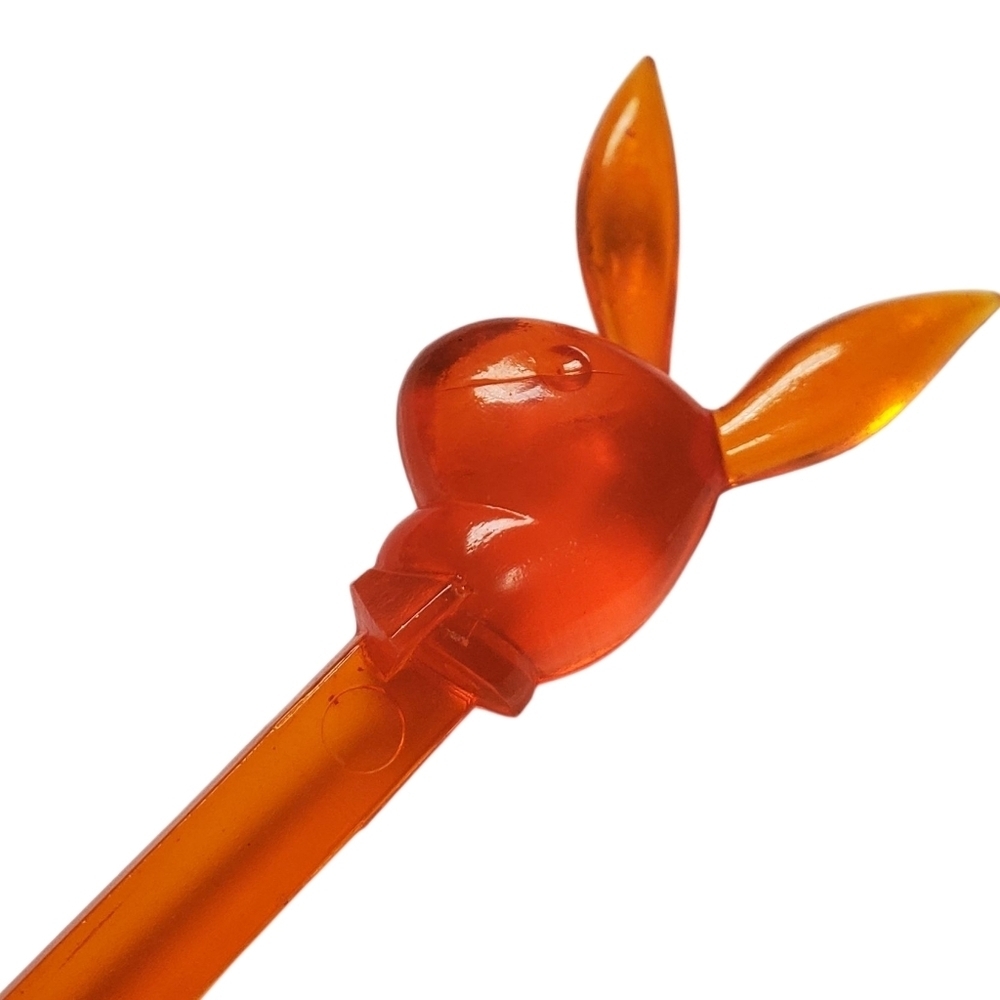 Vntg The Playboy Club Orange Bunny Stir Swizzle Stick. 8.5" - Picture 2 of 6